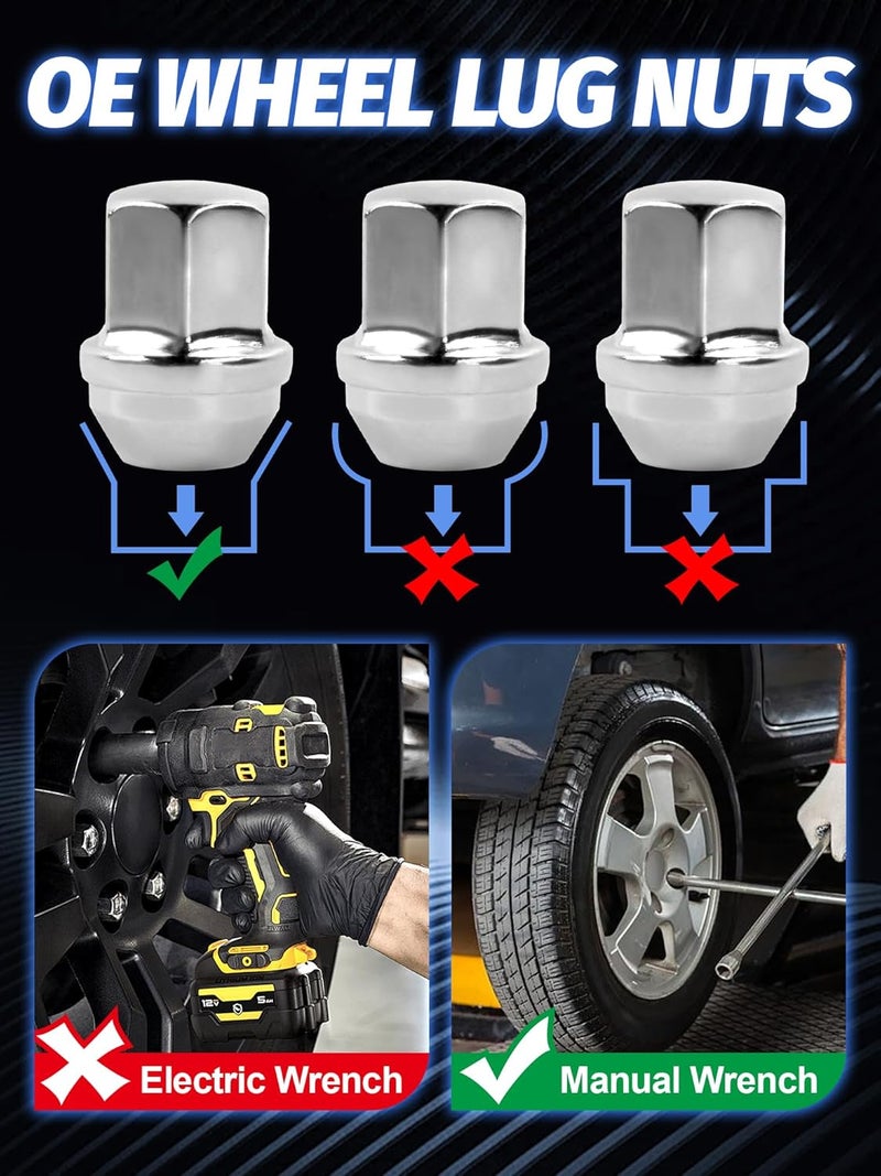 SYOAUTO مجموعة من 20، صمولة جنط 14x1.5 كروم متوافقة مع كامارو كورفيت إمبالا 1.5 بوصة - Image 4